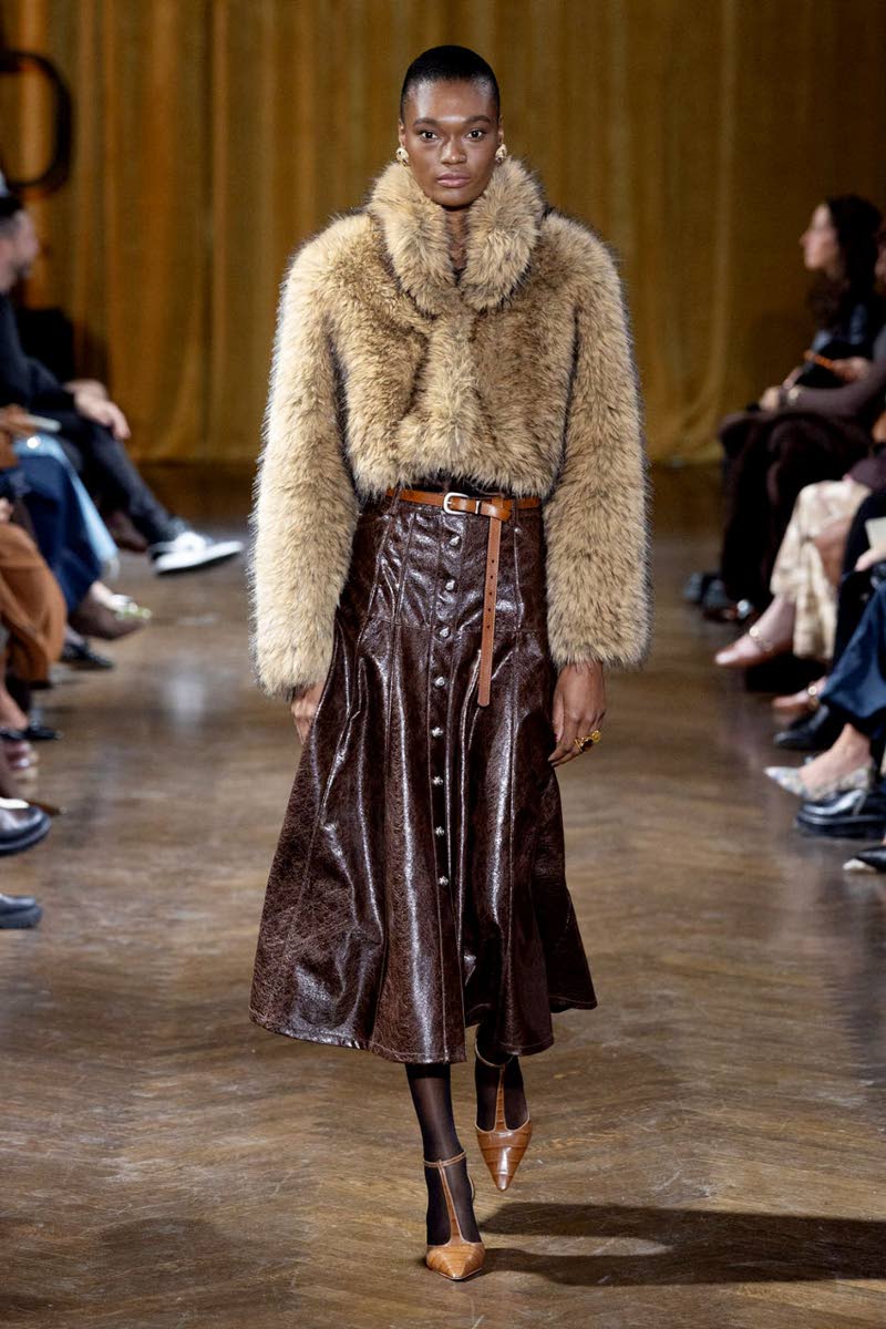 Above left: Naki Depass in Look 37 from the bohemian-inspired Cinq à Sept Fall 2026 Ready-to-Wear collection, titled La Célébration.