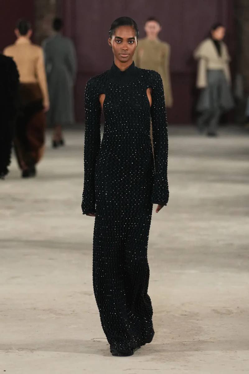 SAINT International model Tami Williams in Look 12 for the Diotima show in Manhattan.