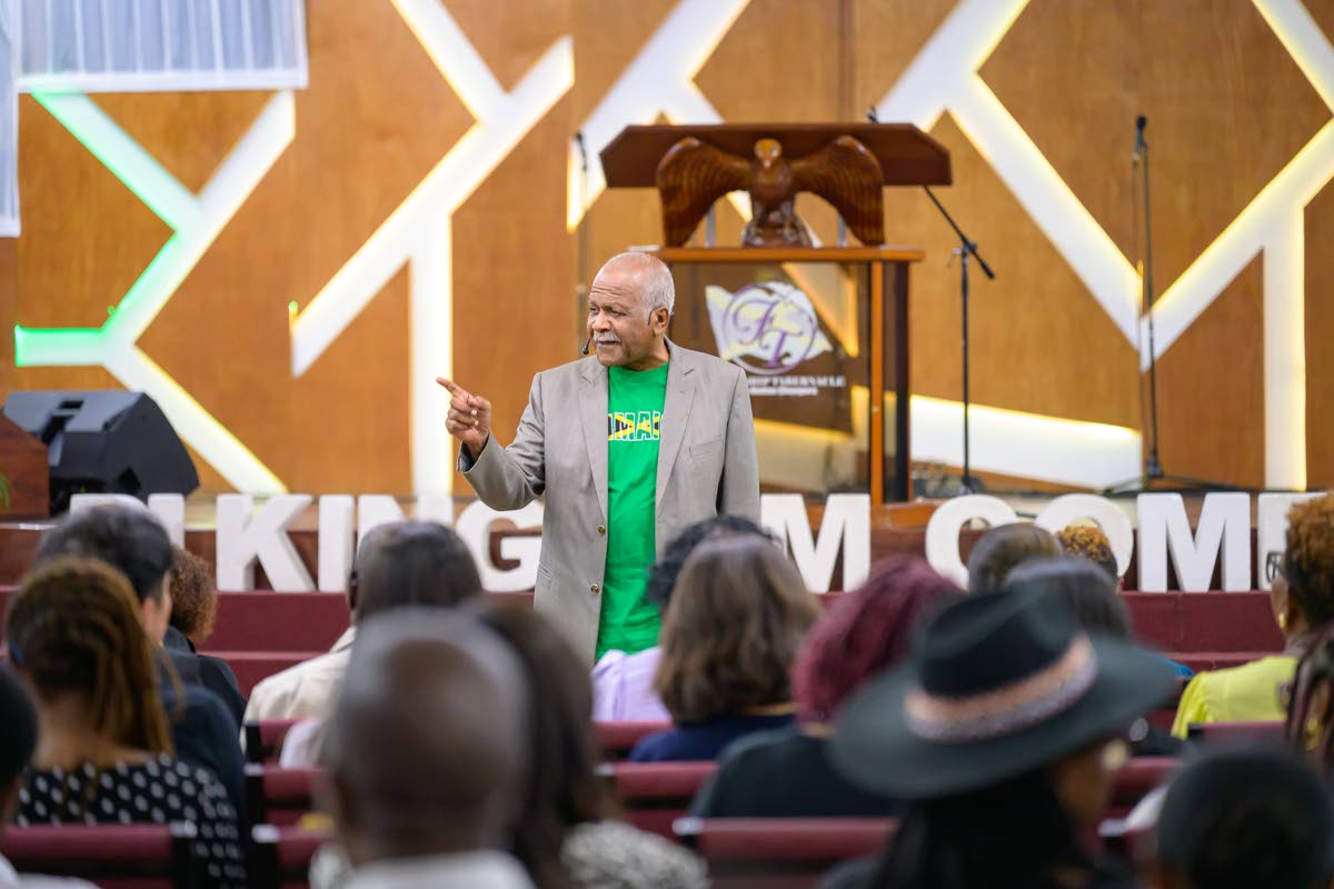 Reverend Al Miller, senior pastor at Fellowship Tabernacle in Kingston, addresses the congregation at the recent Reggae Month launch.