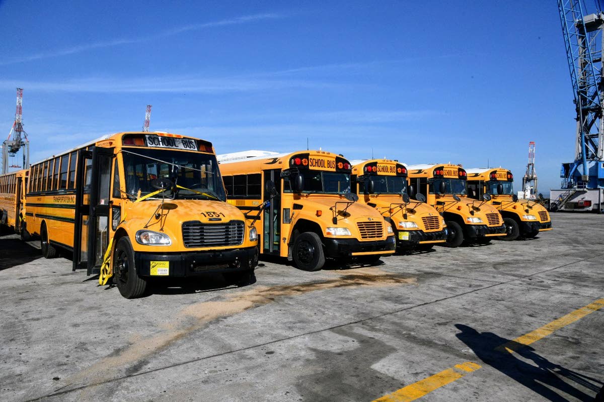 This file photo shows some of the buses procured by the Government for the rural school bus system. 