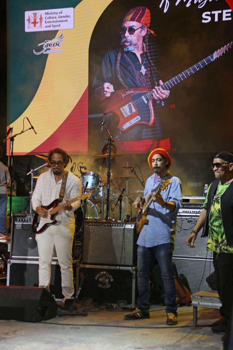 Stephen Coore Jr (left) and Shiah Coore play with Third World at the Musical Tribute to their father. 