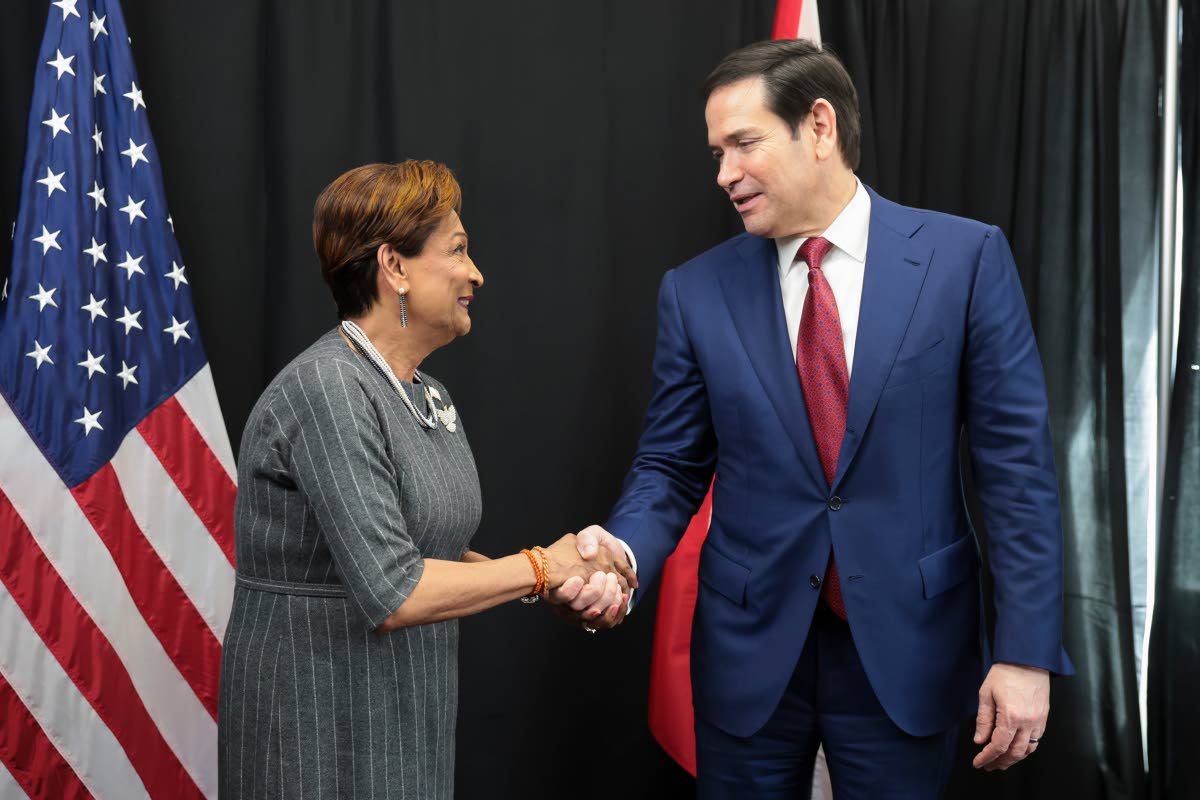 United States Secretary of State Marco Rubio meets with Trinidad and Tobago Prime Minister Kamla Persad-Bissessar during the Caribbean Community (CARICOM) meeting in Basseterre, St Kitts and Nevis yesterday.