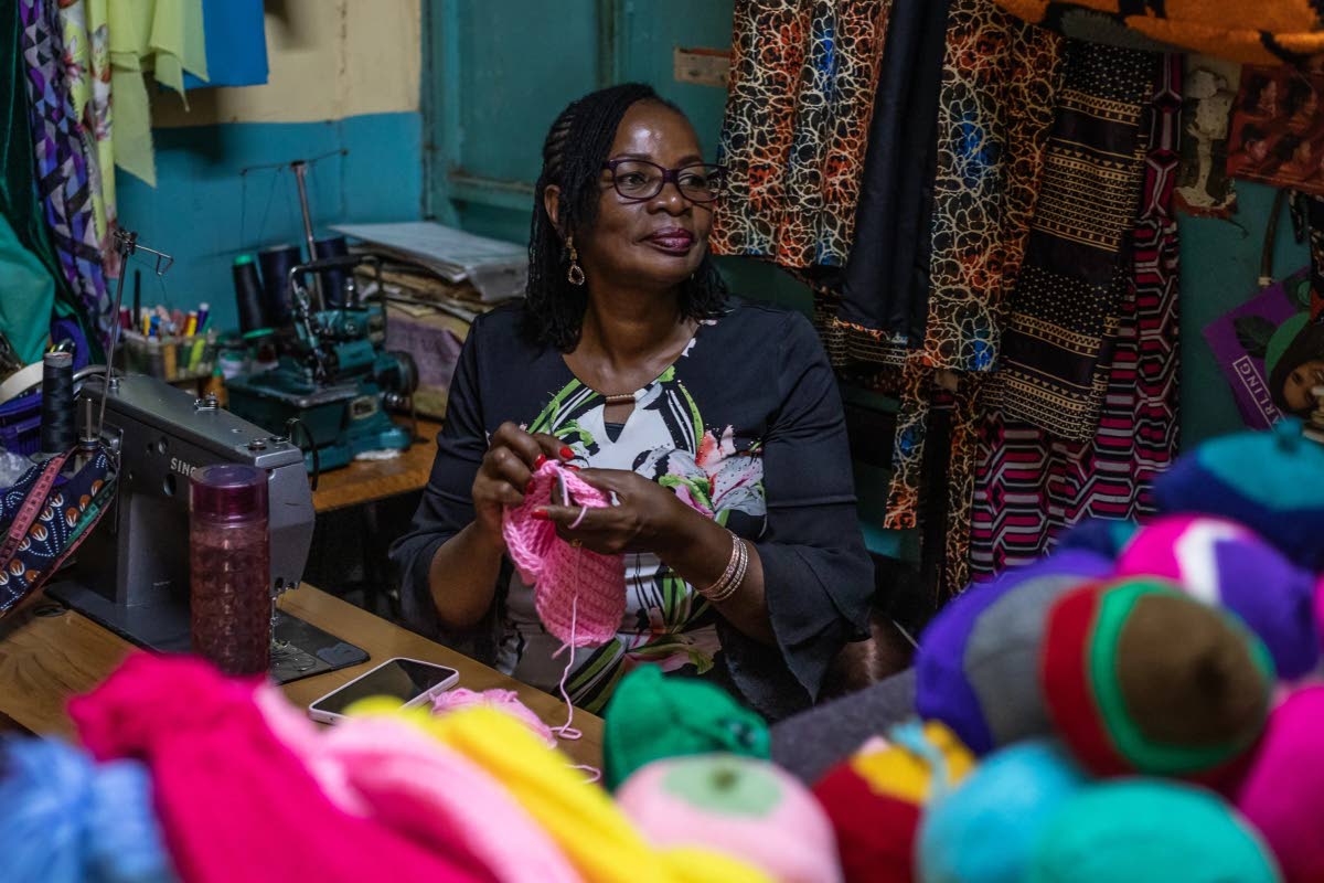 Mary Mwangi, 52, a breast cancer survivor, knits breast prostheses at her shop in Thika, Kiambu County, Kenya, January 30, 2026. 