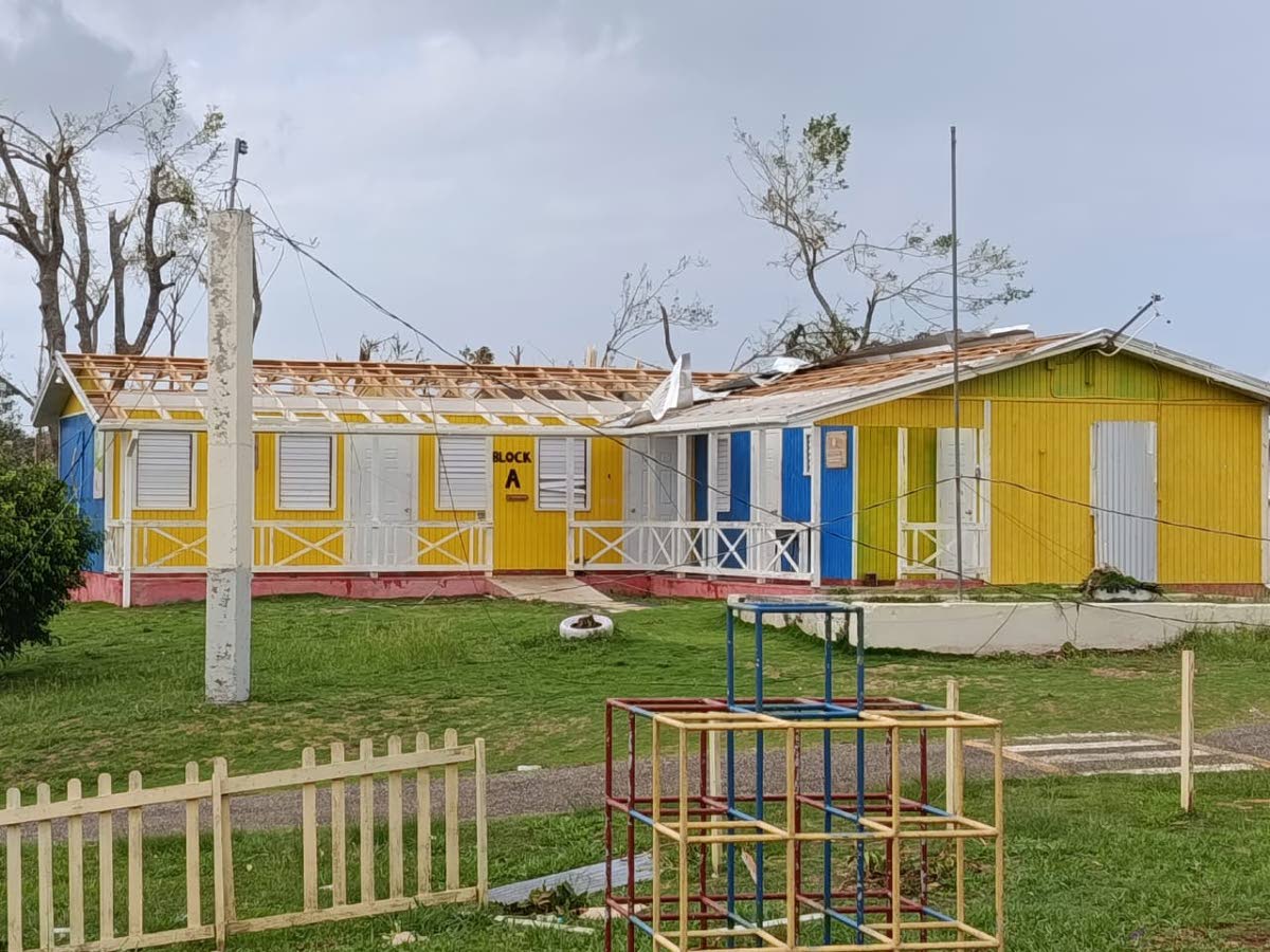 A hurricane-damaged building at St Christopher’s School for the Deaf in Brown’s Town, St Ann. 