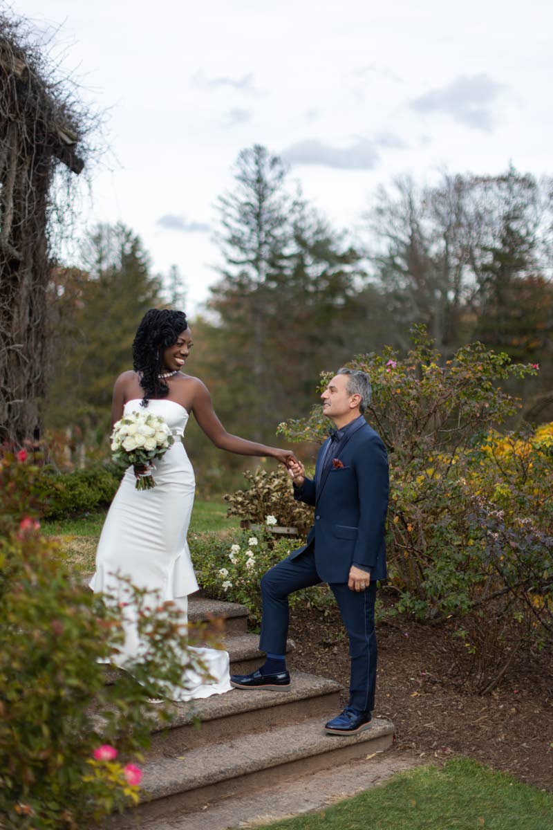The couple had originally planned a large celebration in Jamaica, but following Hurricane Melissa, they chose an intimate ceremony last November at Elizabeth Park in West Hartford, Connecticut.