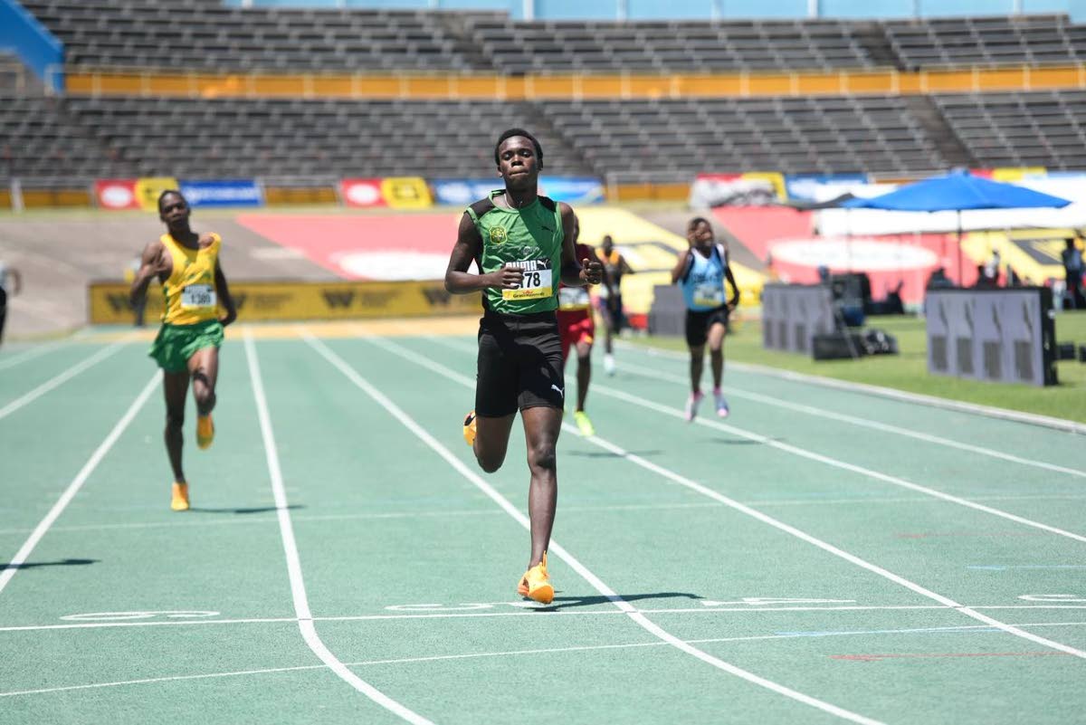Diwayne Sharpe of Calabar High School wins the boys 400m Class 2 Heat 3 at Champs 2026.