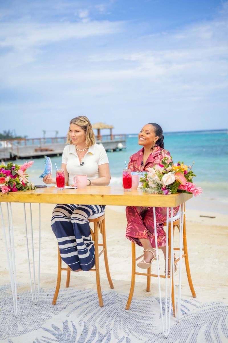 NBC Today’s Jenna Bush Hager (left) and Sheinelle Jones during a broadcast at Sandals Dunn’s River yesterday morning.