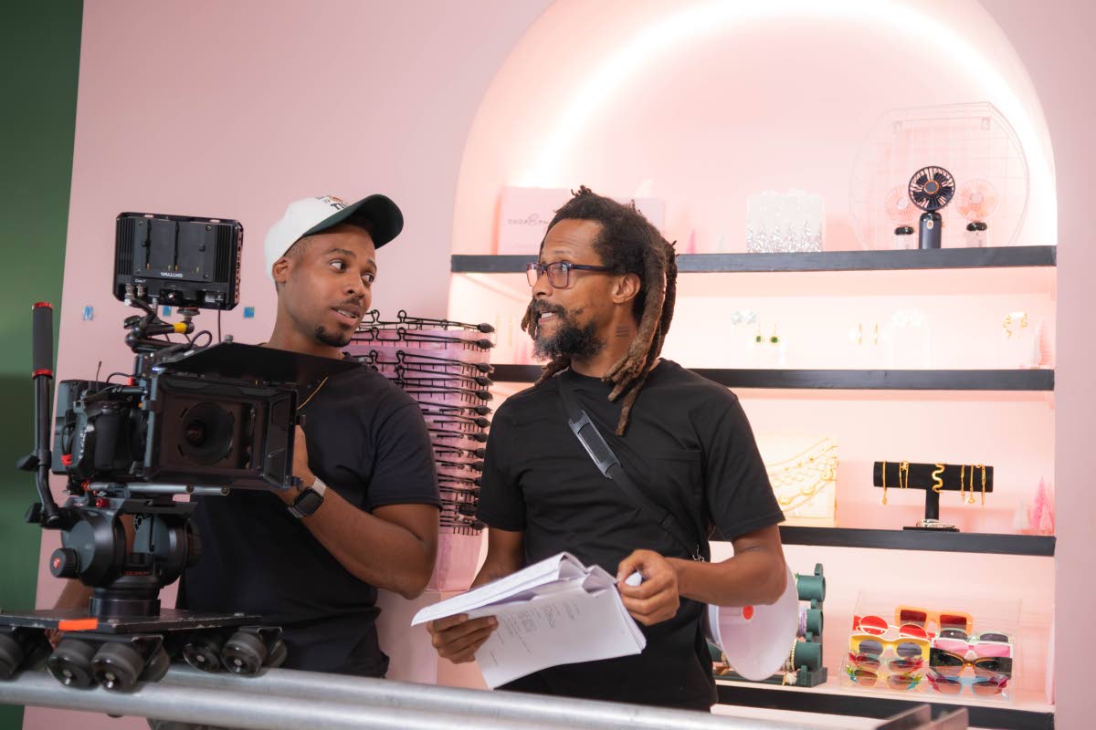 Director of Photography Dennis Fyffe and First Assistant Director Michael ‘Mykal’ Cushnie on the set of ‘Happily Ever Awkward’. 