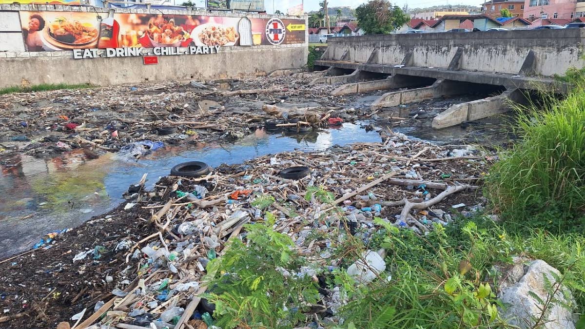 The South Gully flows into the Caribbean Sea at the Montego Bay waterfront.