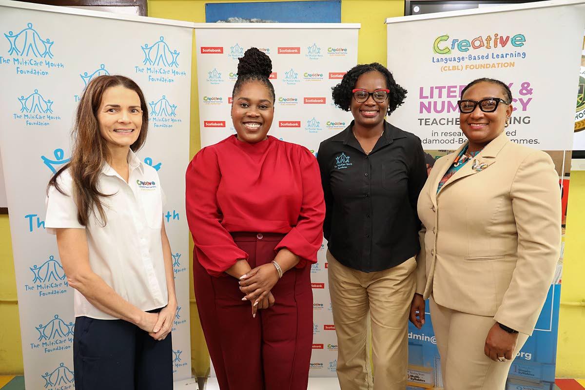 From left: Mandy Melville, founding chair of the Creative Language Based Learning Foundation; Deleen Powell, public affairs and communication manager, North Caribbean Region, Scotiabank; Mitzian Turner, executive director of The MultiCare Youth Foundation 
