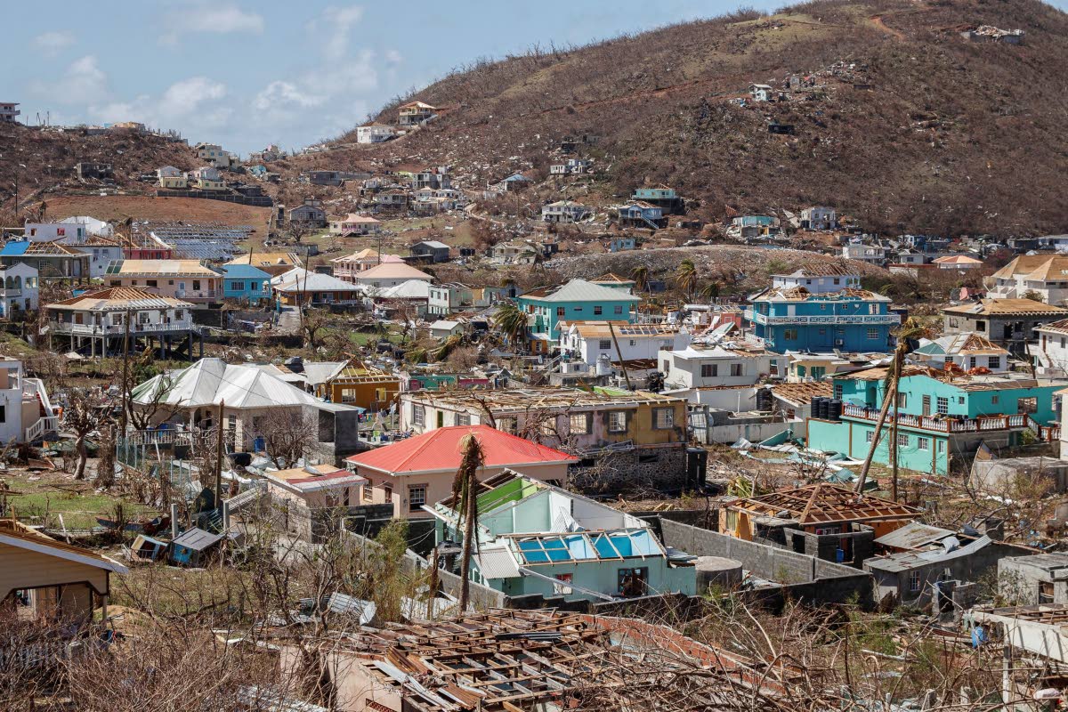Homes destroyed by Hurricane Beryl lie in Clifton, Union Island, St Vincent and the Grenadines in July 2024. 