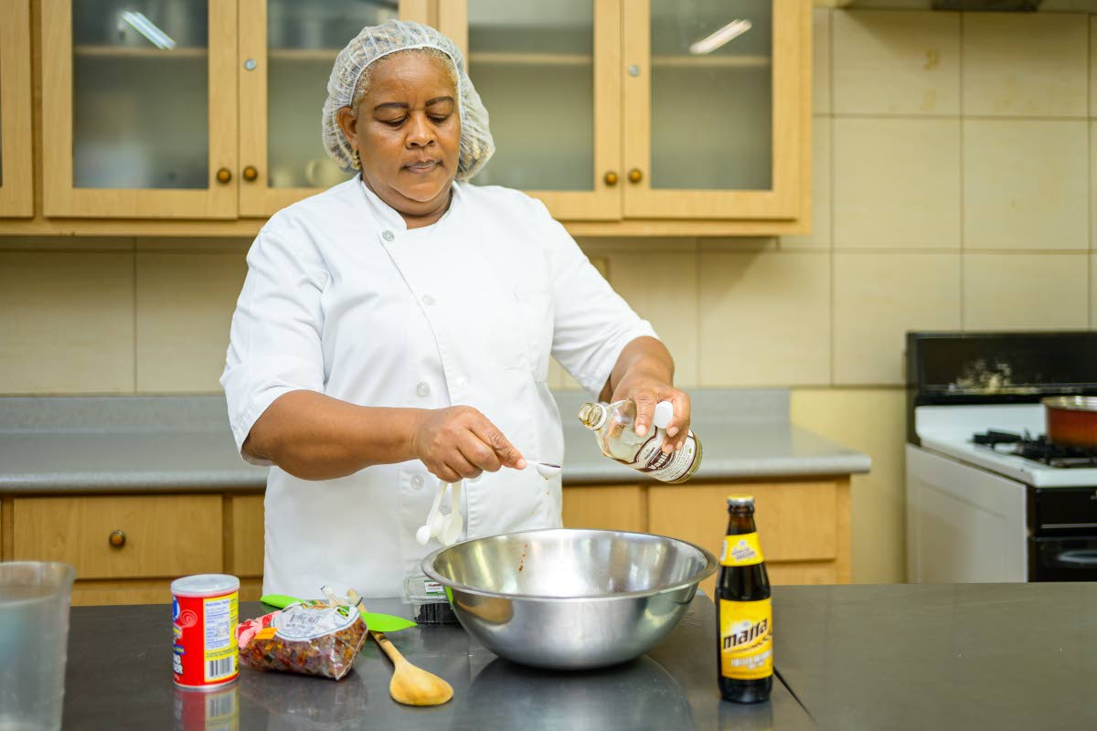 left: Chef Nichola McBeam adds vanilla to the batter.