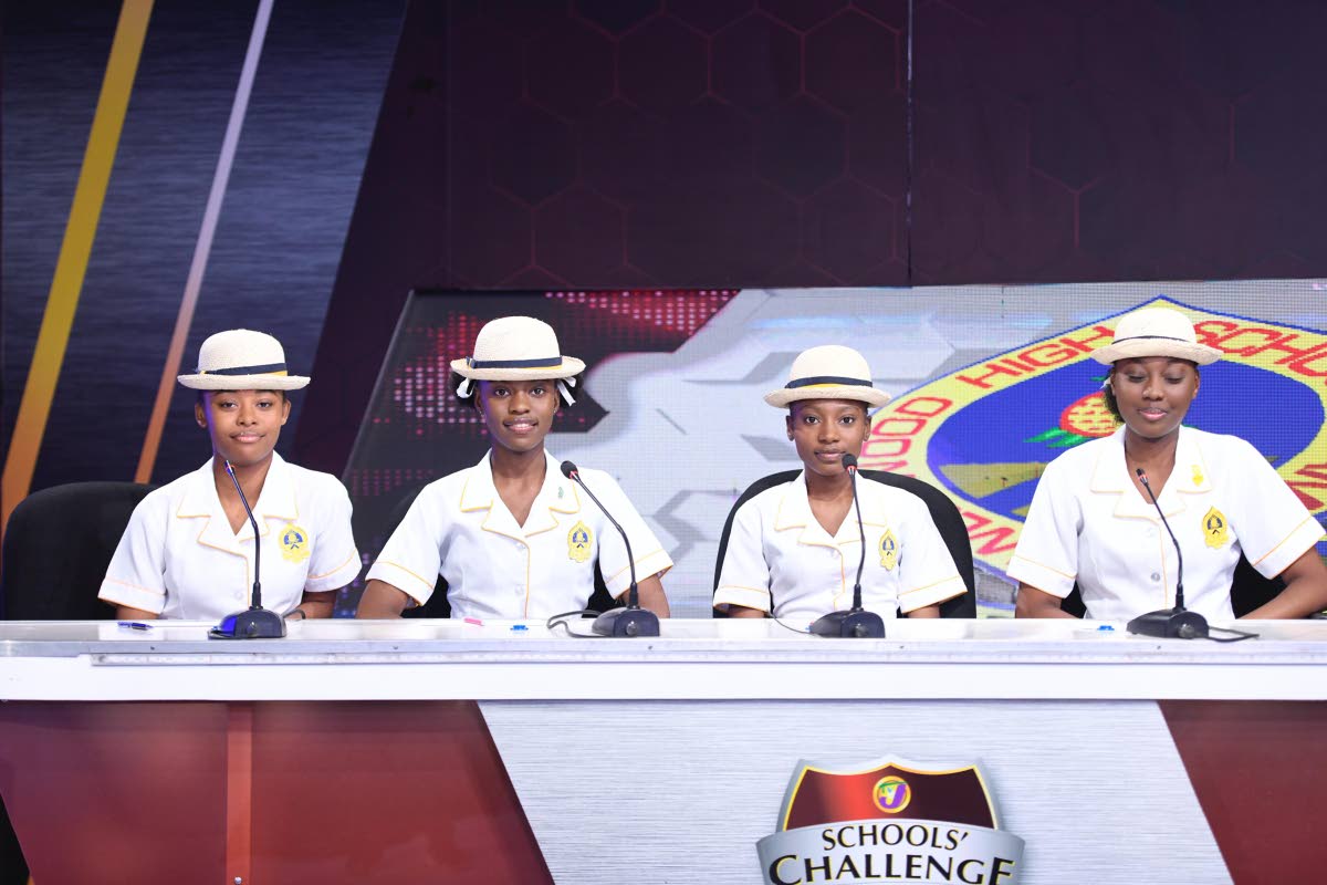 Westwood High's Schools' Challenge Quiz team at the 2026 final against Jamaica College on April 2. (Antoine Lodge photo)