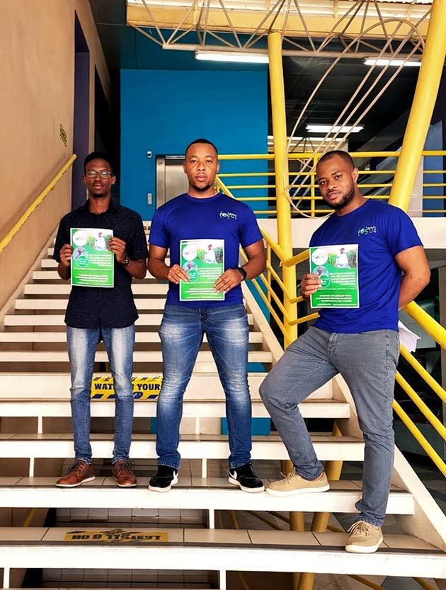 From left: Odaine Williams, information technology manager; Marvin Richards, operations manager, and Stephen Richards, president of Reality Focus Limited.
