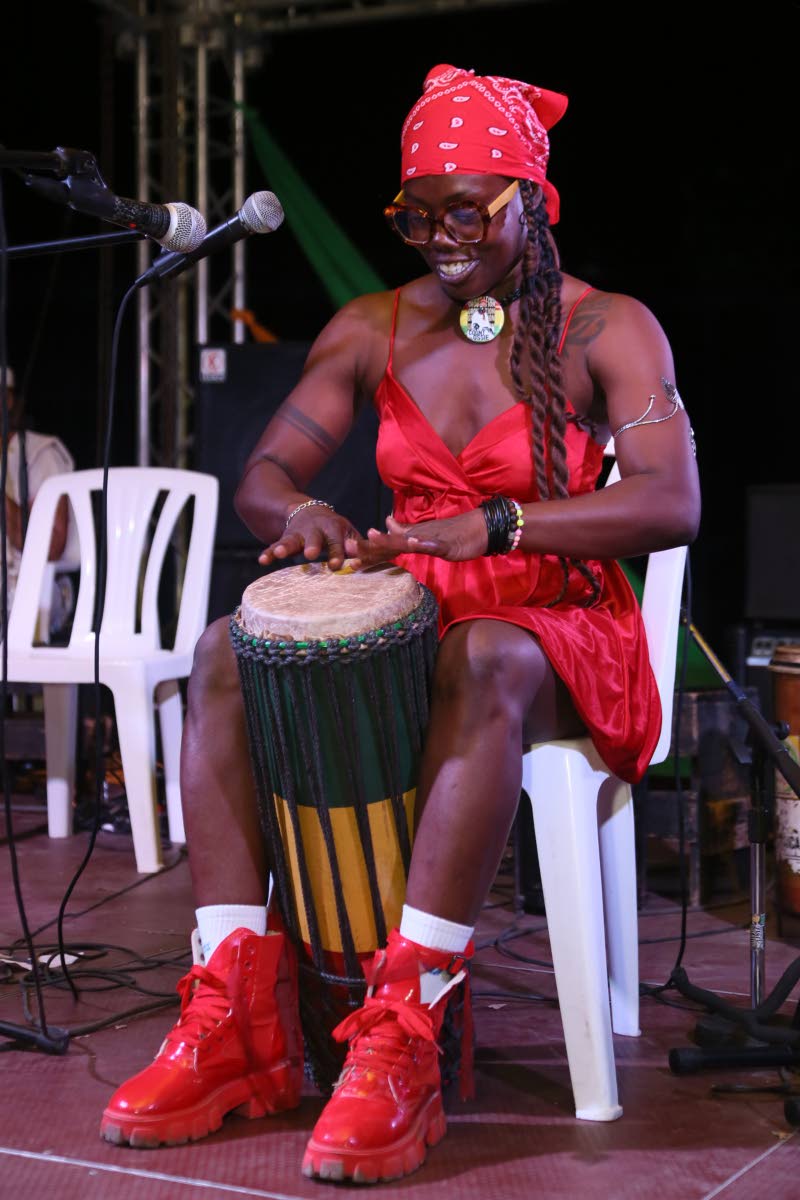 Kenesha Spencer performing at the Count Ossie Centennial Grounation.