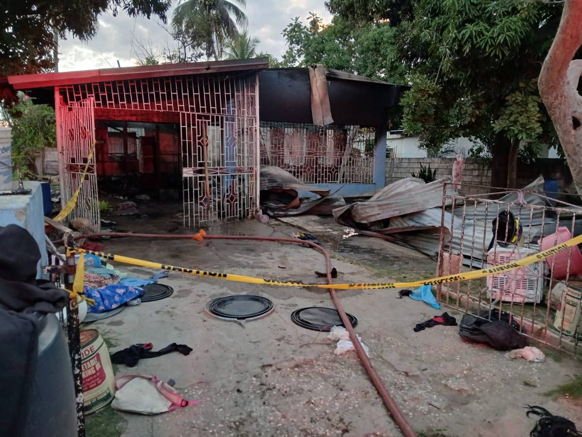 House fire in the community of St John’s Garden in Spanish Town, St Catherine on April 9, 2026.