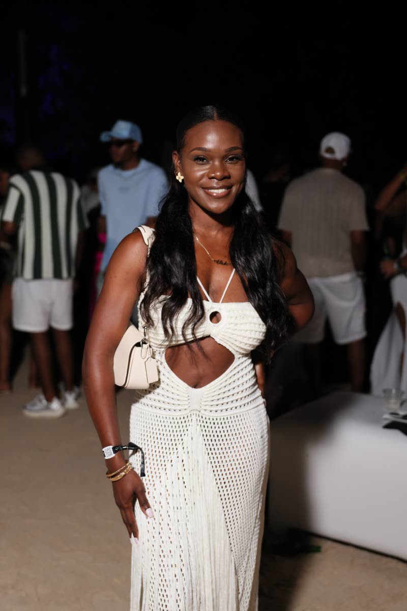 Physiotherapist Jonelle Williams dons a crochet maxi with cutouts. 