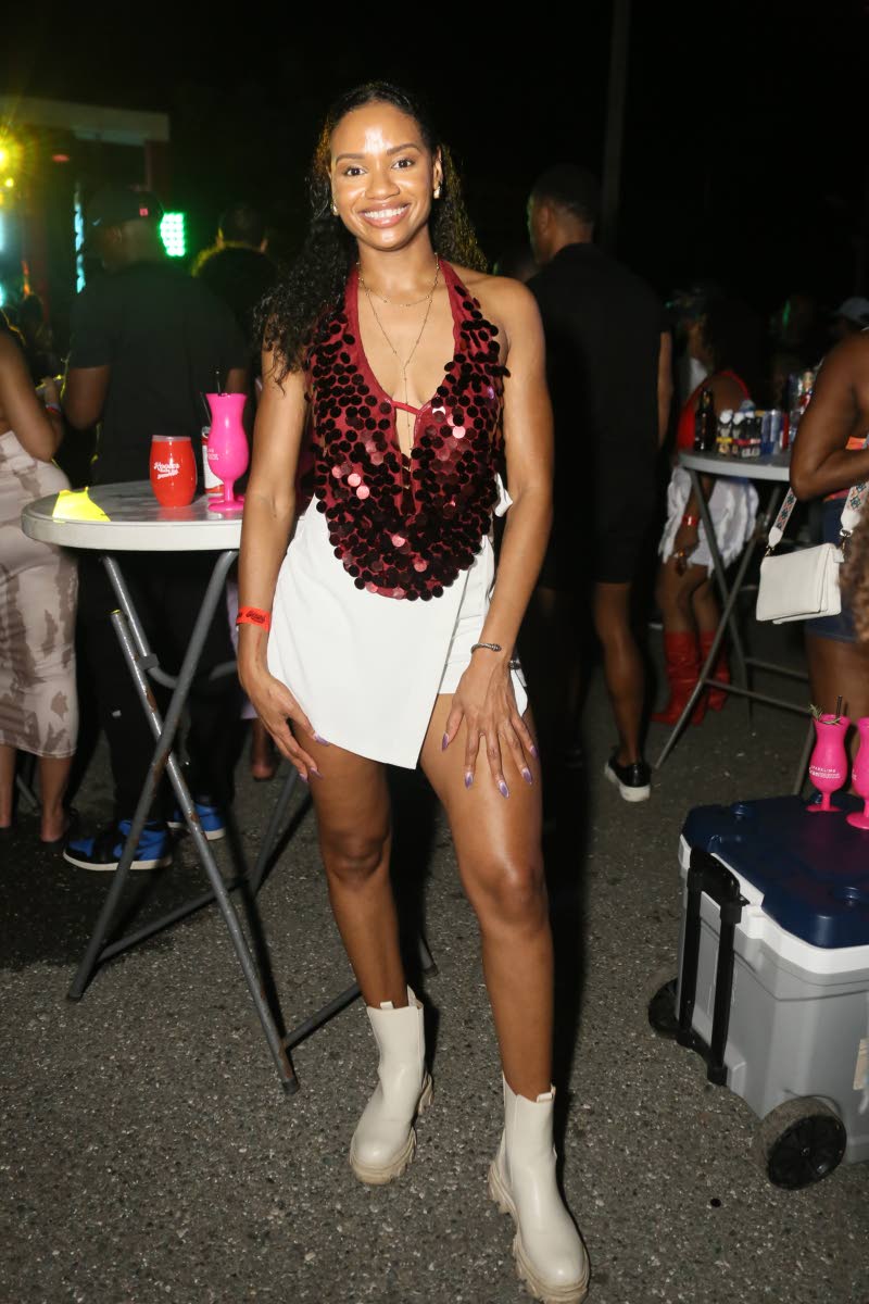 Alexia James, brand consultant, puts sequins to the test with her red-themed look.