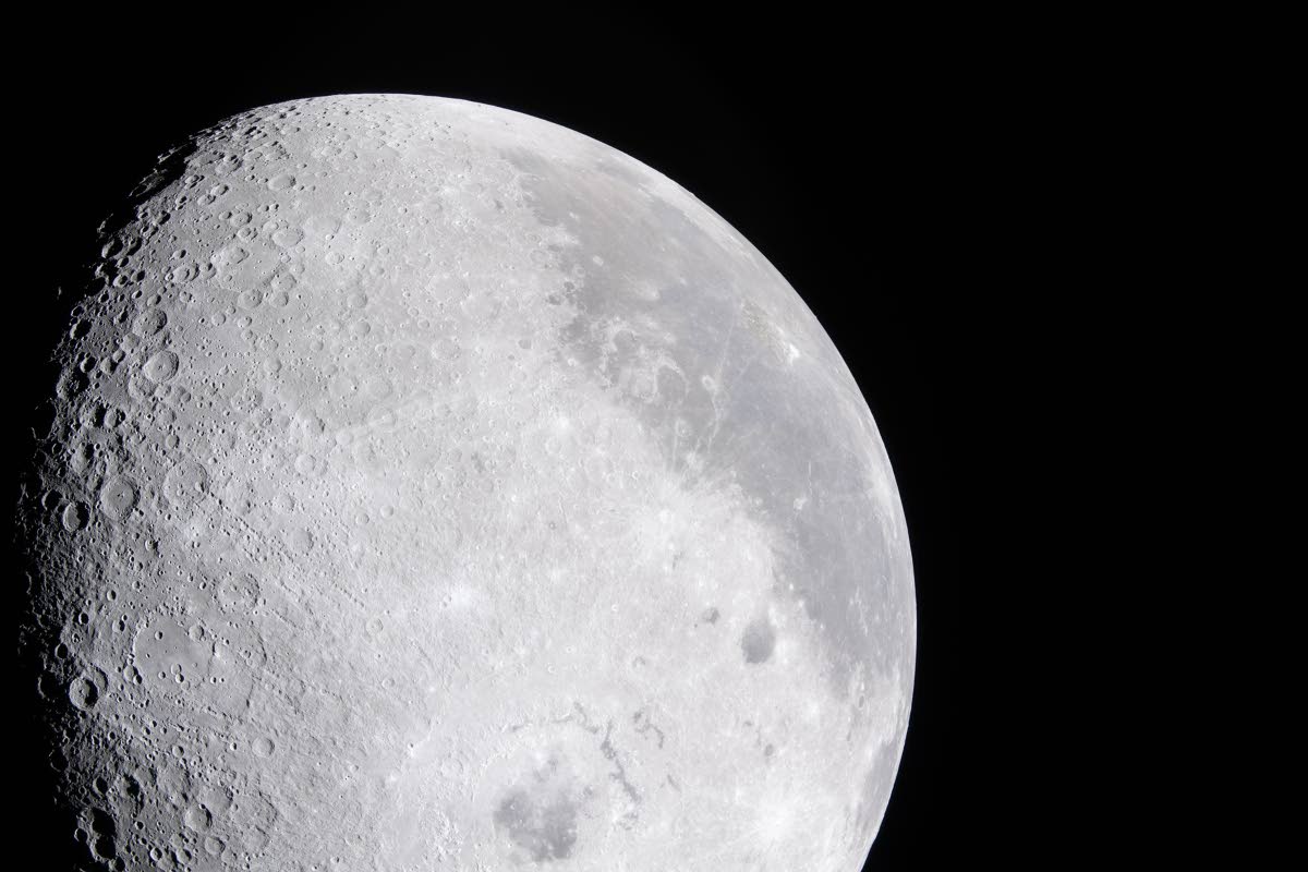 In this image provided by NASA, the Artemis II crew photographed a bright portion of the Moon on April 6, 2026. (NASA via AP)
