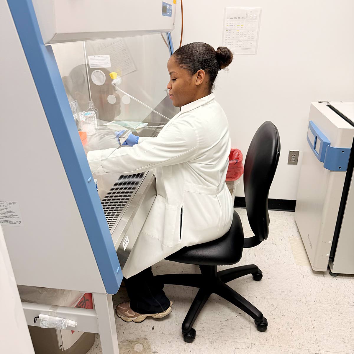 Webster at work in the lab