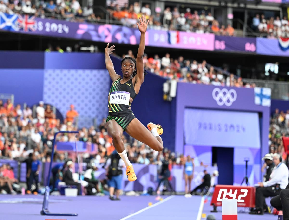 Ackelia Smith competing at the Paris Olympics in 2024.