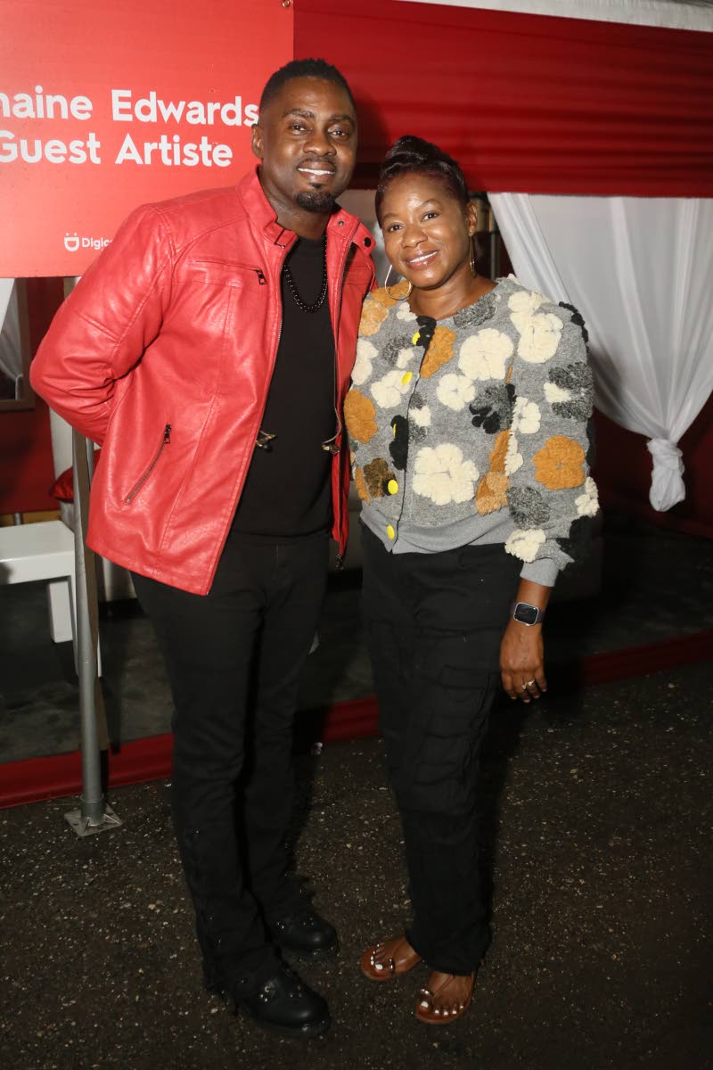 Gospel artiste Jermaine Edwards and wife, Tracylyn, pose backstage for the lens.