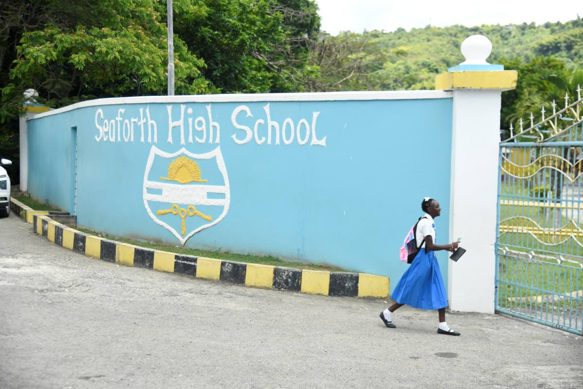 The entrance to Seaforth High School in St Thomas, where the deceased and the suspect were students.