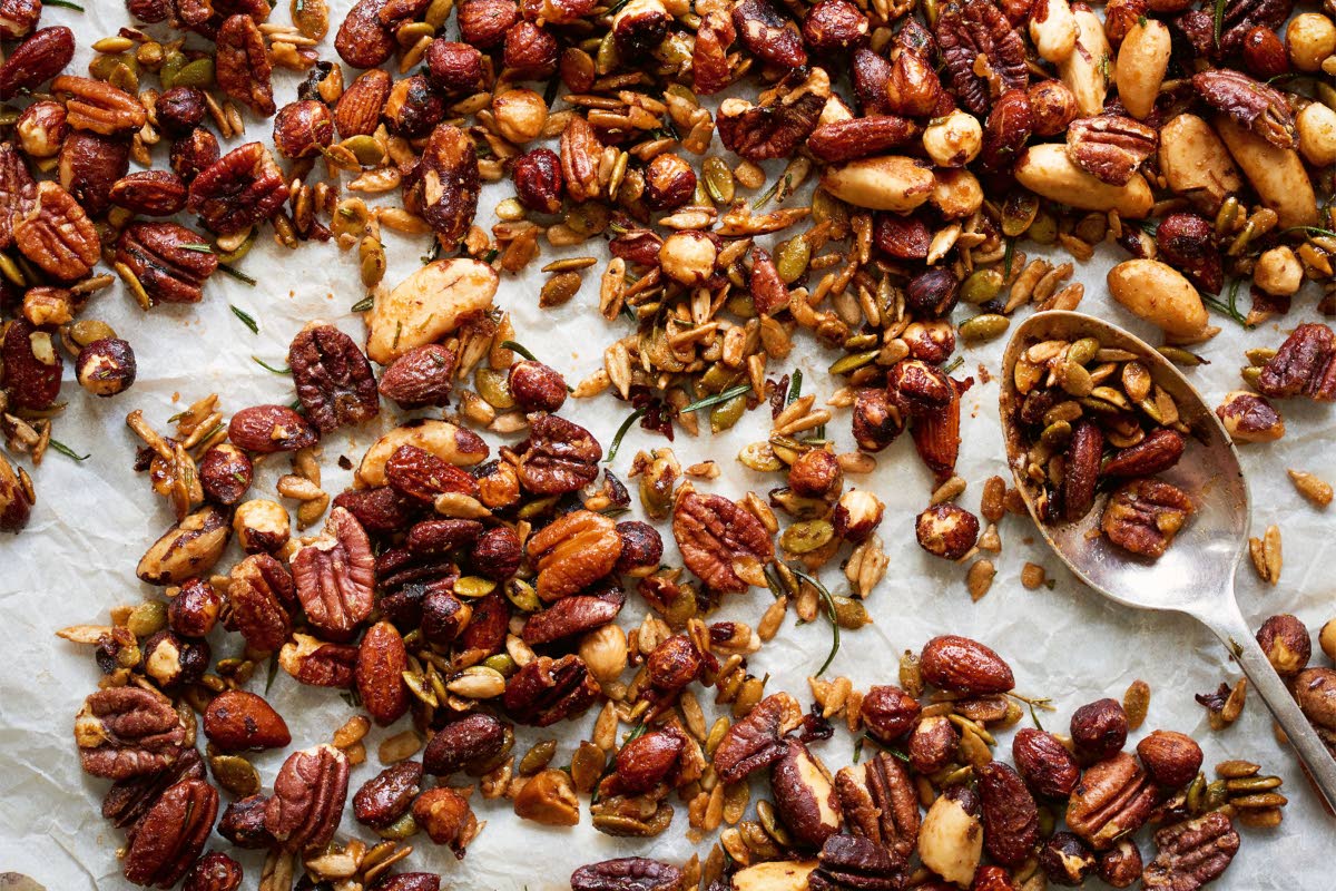 Spiced nuts and seeds from ‘Linda McCartney’s Family Kitchen: Over 90 Plant-based Recipes to Save the Planet and Nourish the Soul’.