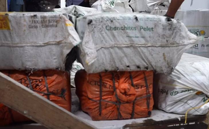 A screenshot from a video of cocaine seized offshore Clarendon 