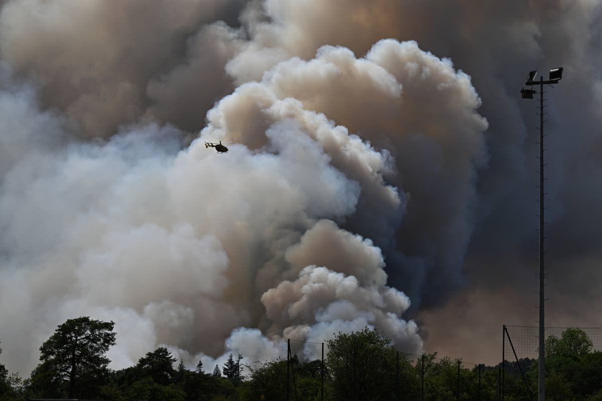 A pyrocumulonimbus, or pyroCb – a giant cloud created by a large wildfire – is seen in the Fontainebleau forest region, about 60 kilometers (37 miles) south of Paris, France. 