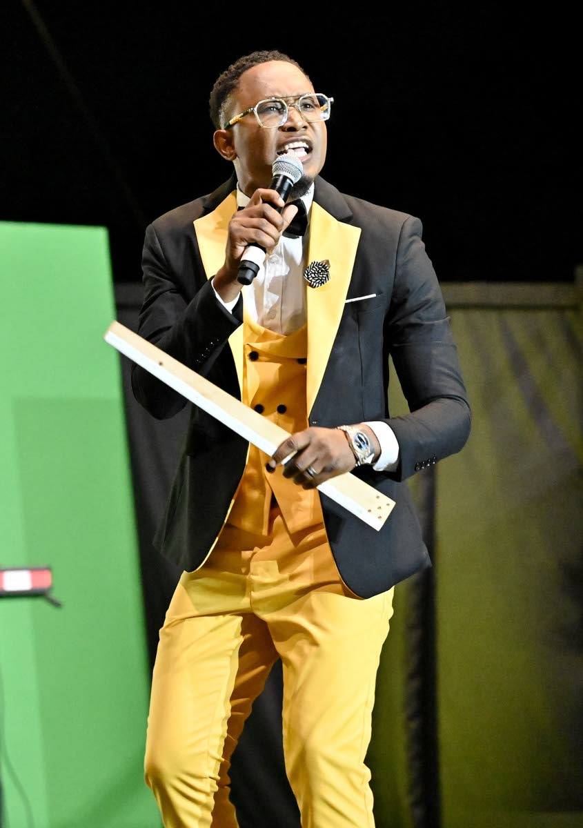 Second place winner Ovando Levy performs his entry ‘Jamaica School (Bingi Ling)’ at the JCDC Festival Song Competition Finals.