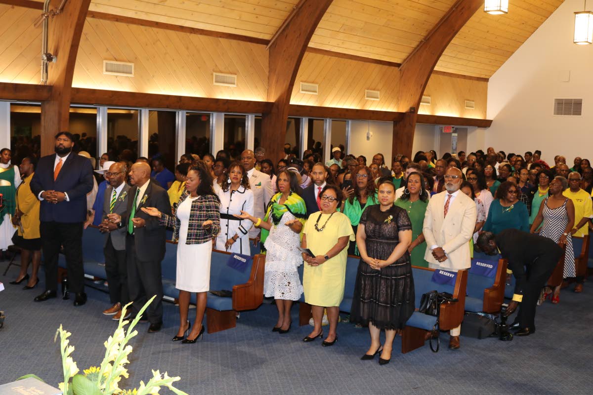 Lishann Salmon (front row, right), chargé d’affaires at the Embassy of Jamaica in Washington, DC, joins Jamaicans and friends of Jamaica during the service of thanksgiving marking Jamaica’s 64th anniversary of Independence and the 188th anniversary of
