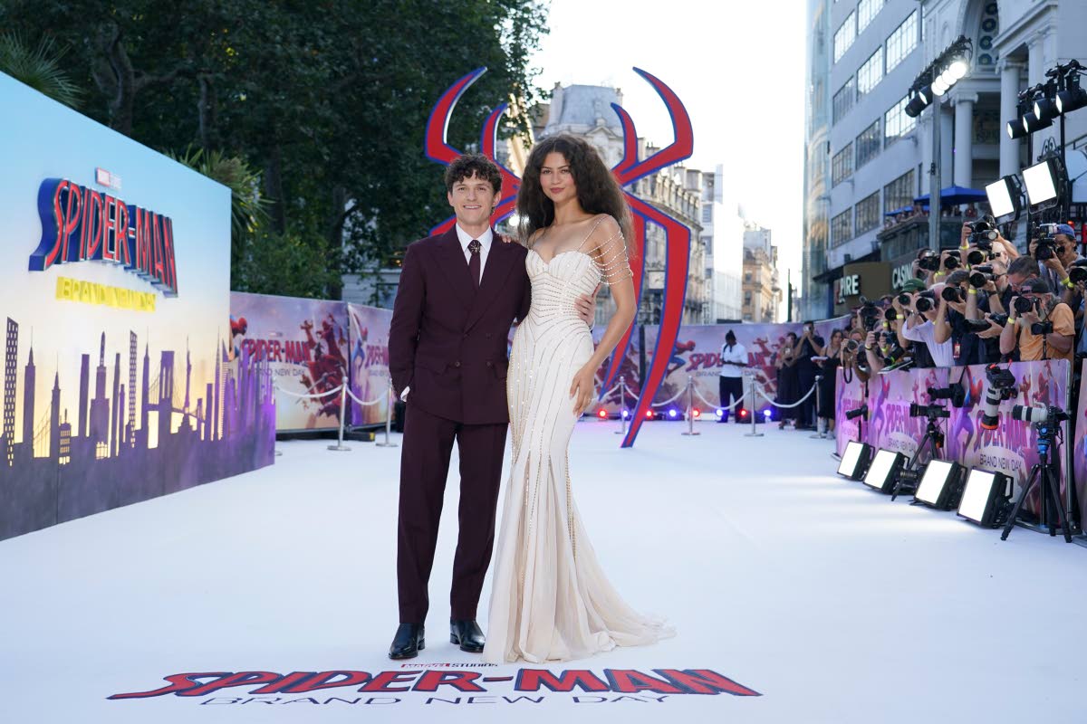 Tom Holland and Zendaya pose for photographers upon arrival at the ‘Spider-Man: Brand New Day’ premiere in London, England, on Wednesday.