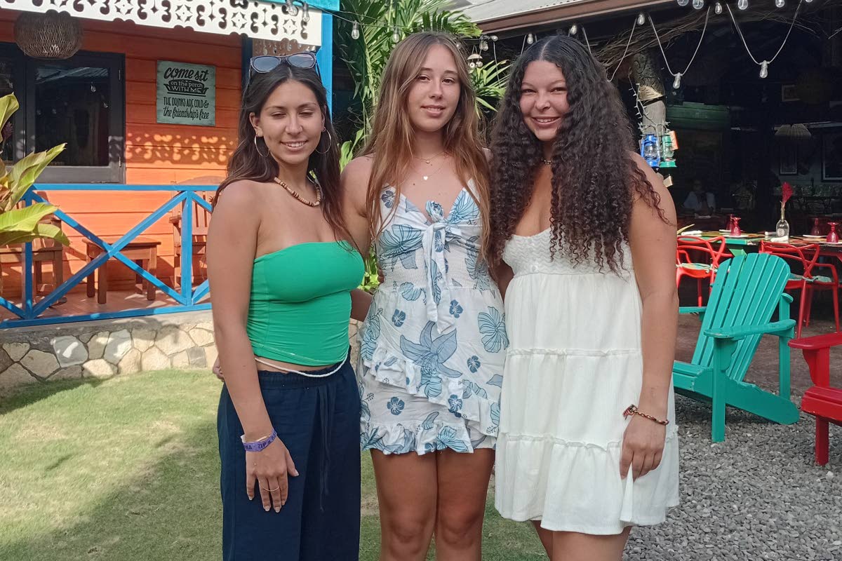 The three teens at Miss T’s Kitchen in Ocho Rios, St Ann From left are Adriana Taylor, Chloe Humbles and Rhea Adams.