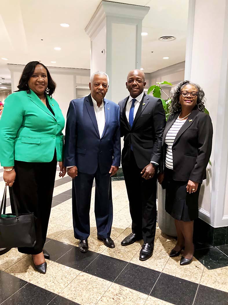 Left to right: Marsha Coore Lobban, Jamaica’s high commissioner to Canada; Alvin Curling, former Speaker of the Ontario Leoislature; Pearnel Charles Jr, minister of labour and social security; and Althea Riley, chief liaison officer of the Jamaican Liais
