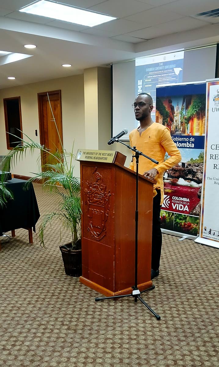 Dr Kirt Henry, director of the African-Caribbean Institute of Jamaica/Jamaica Memory Bank, addressing the Caribbean Continuity Conference 