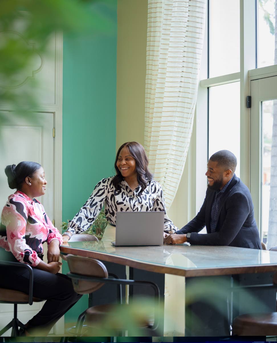 Modielle Calder (centre), Iberostar Rose Rose Hall’s human resources director  shares excitement for the upcoming job fair with team members Corretta Reid-Gray (left), employee relations specialist, and Jason Martin, Iberostar Rose Hall’s human resourc