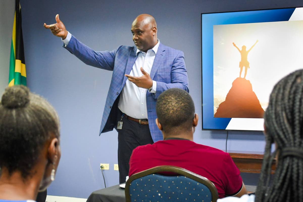  Terrence Brooks, general manager of the Shipping Association of Jamaica, shares lessons from his career journey with participants in the association’s Level Up workshop.