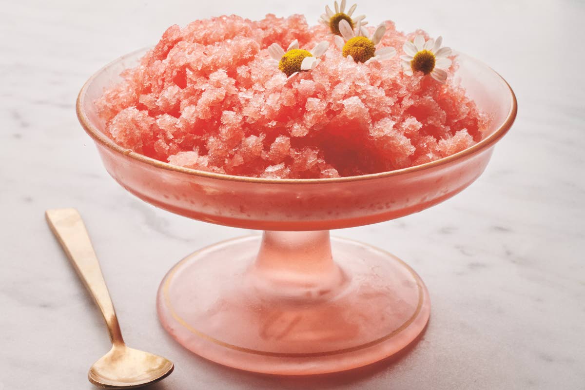 This image released by Voracious shows a recipe for watermelon granita from the cookbook ‘I Love You’ by Pamela Anderson. 