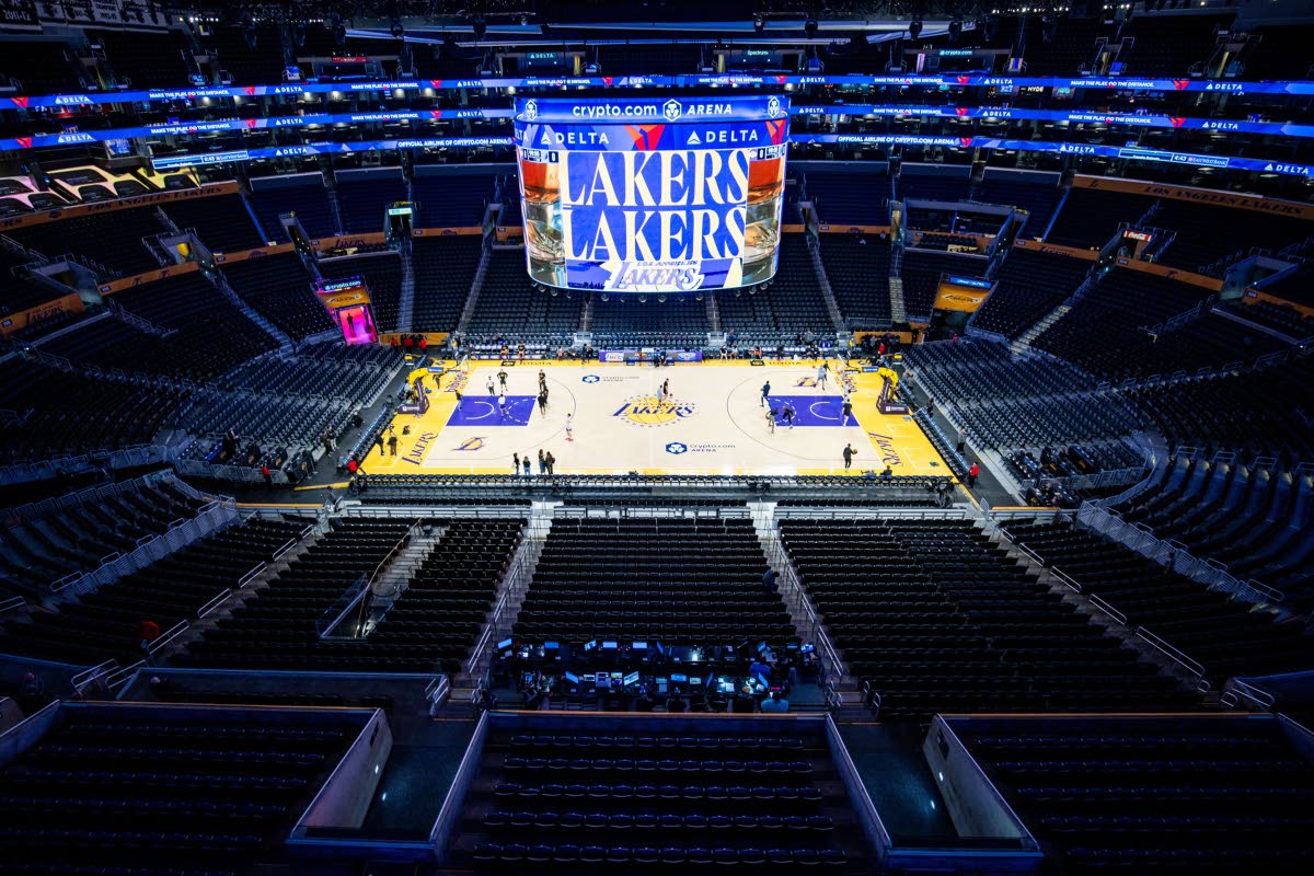 Crypto Arena is viewed before a Los Angeles Lakers NBA basketball game against the Memphis Grizzlies on January 4 in Los Angeles. 