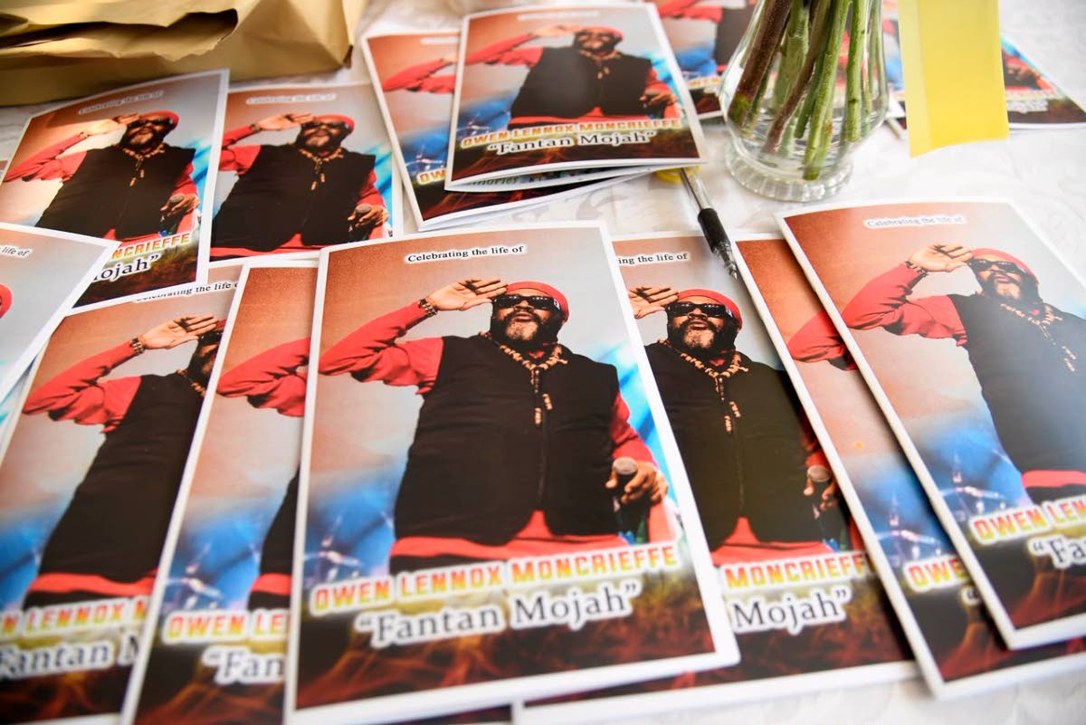 The funeral programme for late reggae artiste Fantan Mojah at the University Chapel at The University of the West Indies (UWI) Mona in St Andrew on August 13, 2026. 