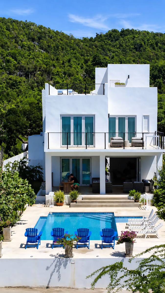 The backyard is an oasis for leisure and entertainment. 