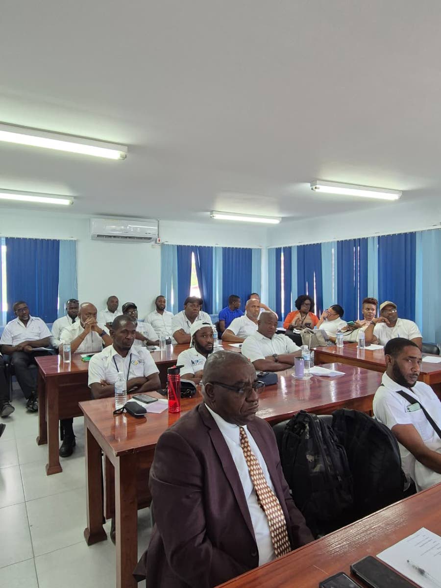 Lennox Wallace (left), parish manager at the St James Public Health Services, was giving support to the drivers from the region at the WRHA Regional Defensive Driving and Driver Sensitisation Programme Cohort 2.
