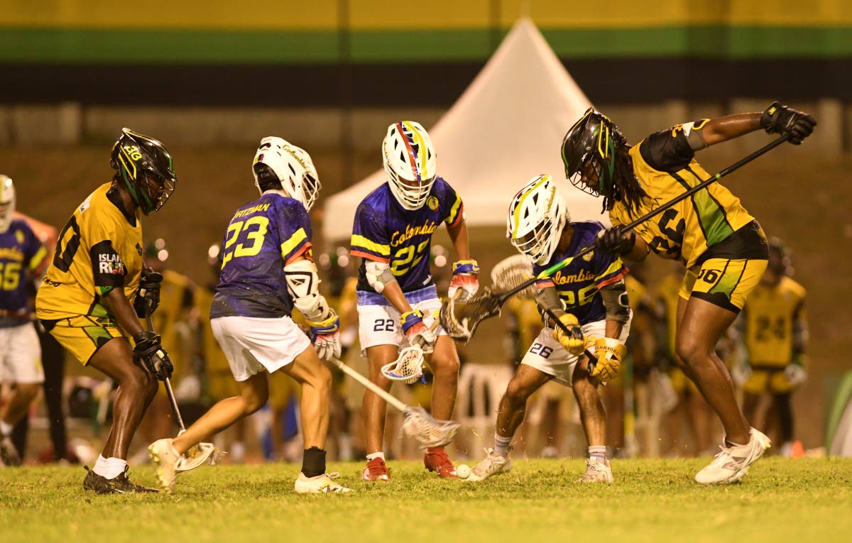 Action between Jamaica and Colombia at the Pan American Men’s Lacrosse Championship at Stadium East on Monday at the Stadium East field. 