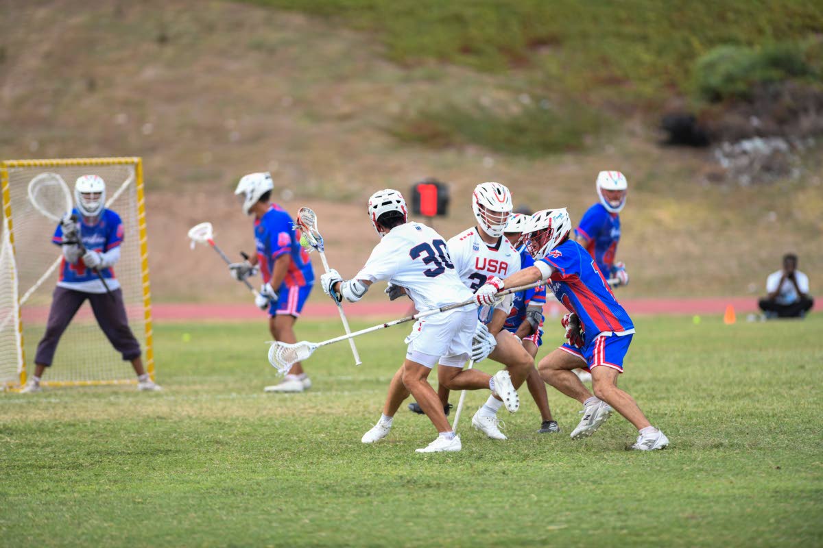 Action between the United States and Puerto Rico at the Pan American Men’s Lacrosse Championship at Stadium East yesterday.