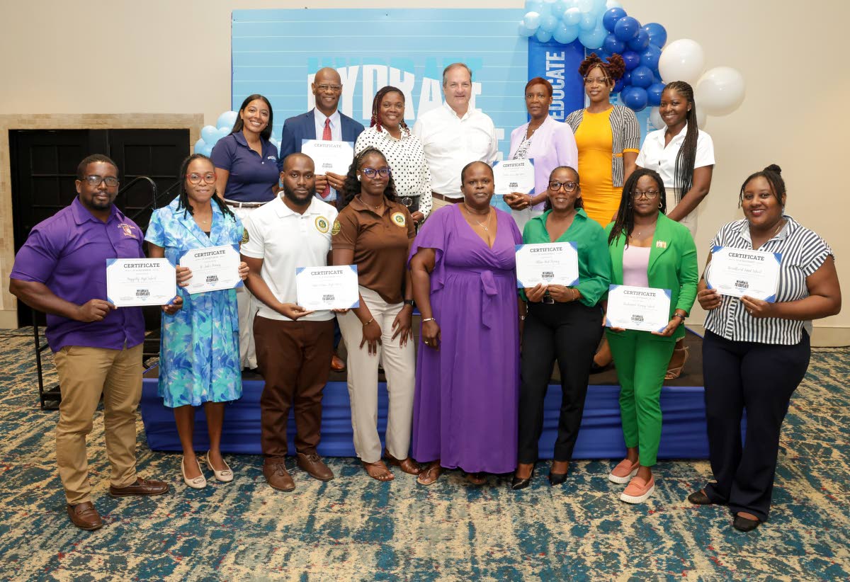 Wisynco Group representatives Brittany Thwaites (top row, left), Brand Manager, WATA Portfolio; Francois Chalifour (top row, centre), Director, Marketing and Information Technology; and Jusanna Staple (top row, right), Brand Coordinator, WATA Portfolio, ar
