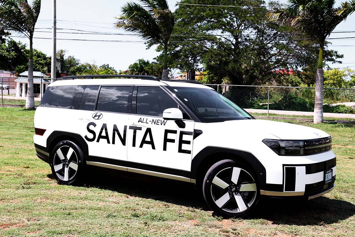 A bold new look for the Santa Fe, with a rugged grille and separated headlight design.