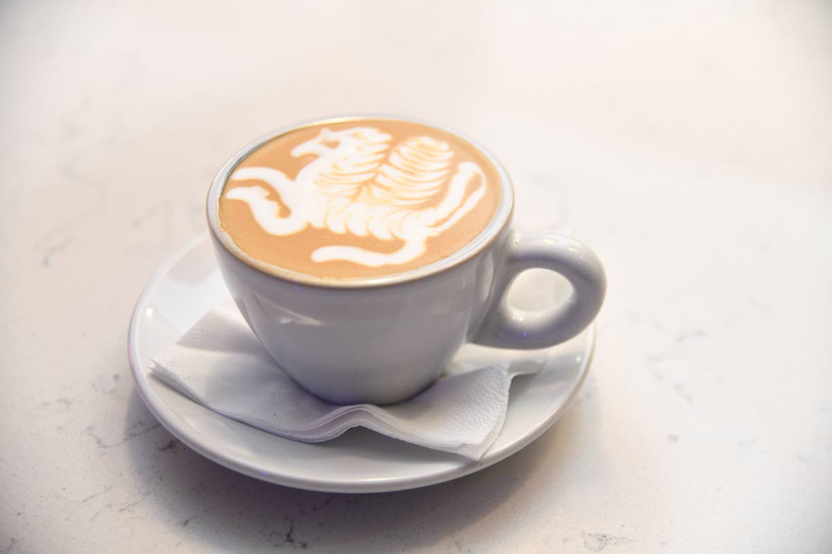Artistry meets taste for this cappuccino. 