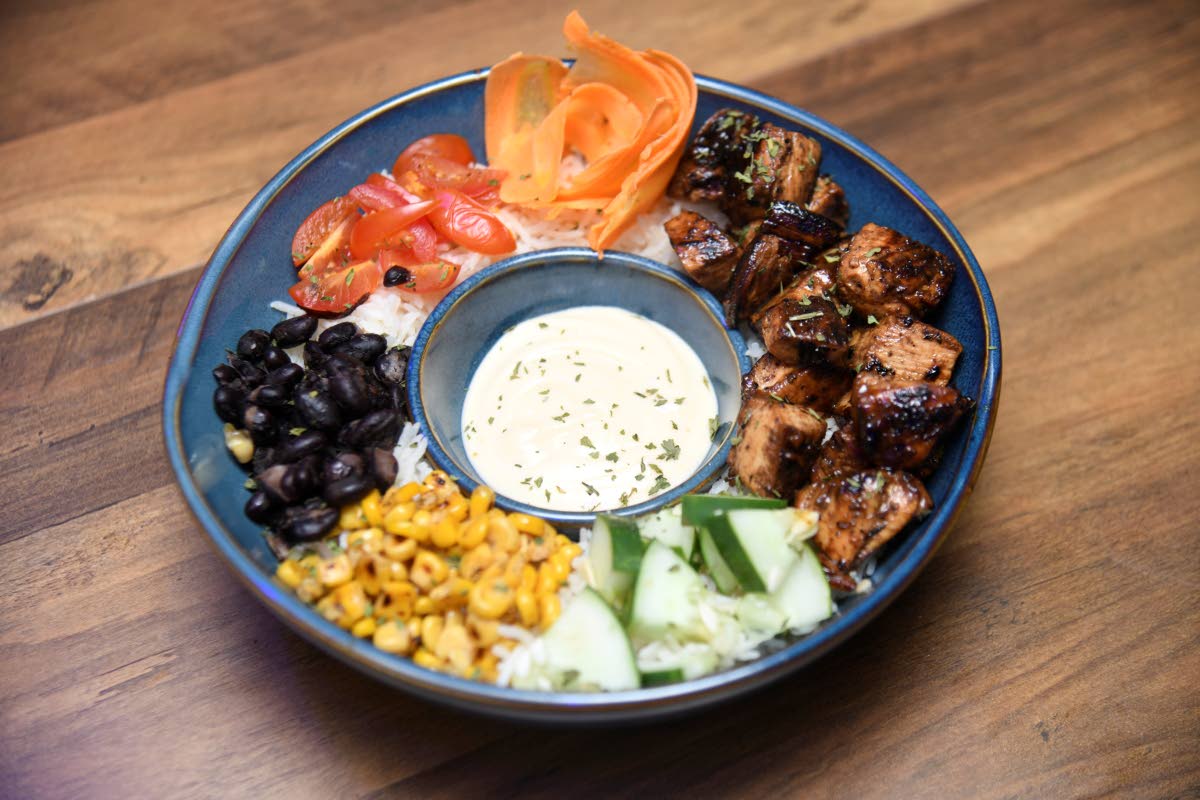 You can build your basmati rice bowl with your favourite protein, like jerk chicken.