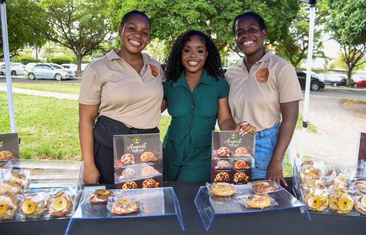 Sweet teamwork! From left: Di Drool Factory’s Chief Cookie Officer Debra-Ann Willis shares a moment with Rachelle Willis, vice-president of sales, and Gabrielle Willis, chief cookie operations officer, at the brand’s pop-up on the lawns of Devon House 